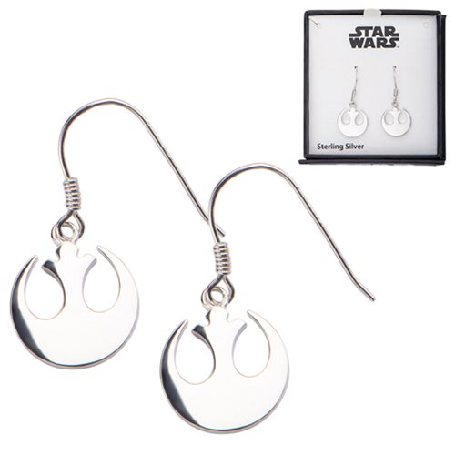Star Wars Rebel Alliance Symbol Cut Out Dangle Sterling Silver Earrings